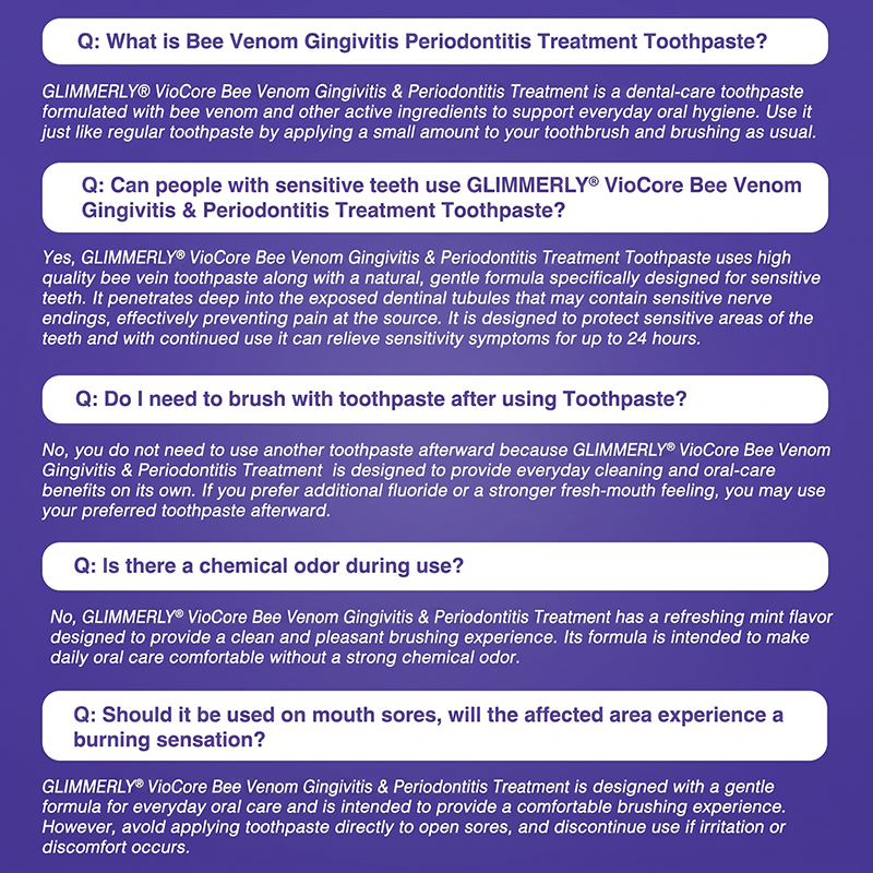 🎁GLIMMERLY® VioCore Bee Venom Gingivitis & Periodontitis Treatment Toothpaste（副本）